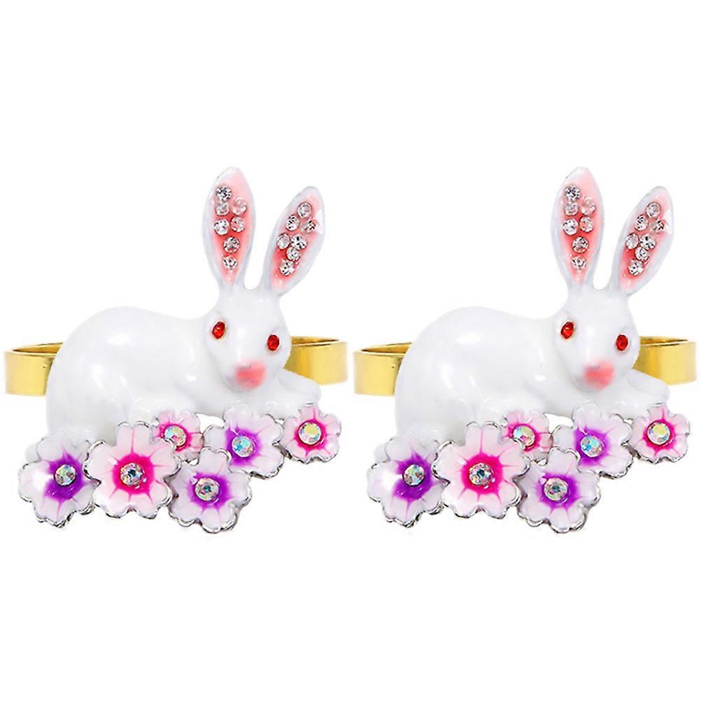 Rabbit Shaped Napkin Ring Alloy Napkin Buckles for 2Pcs Dining Table