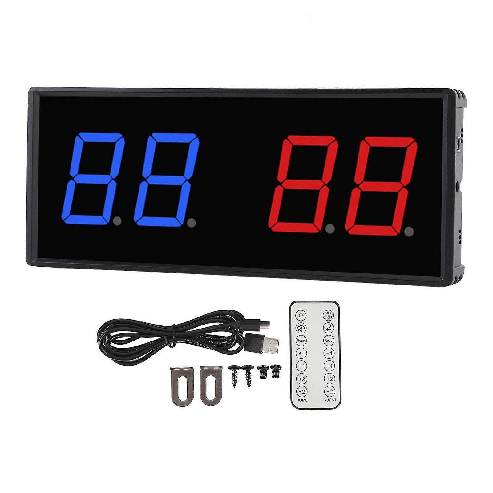 Electronic Scoreboard USB Wireless Remote Control 5 Levels Brightness Adjustment LED Tabletop Digital Scoreboard