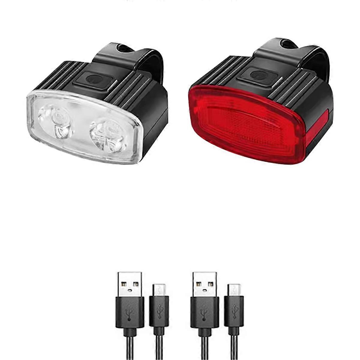 USB Rechargeable Bike Light Set,LED Front and Rear Bicycle Lights