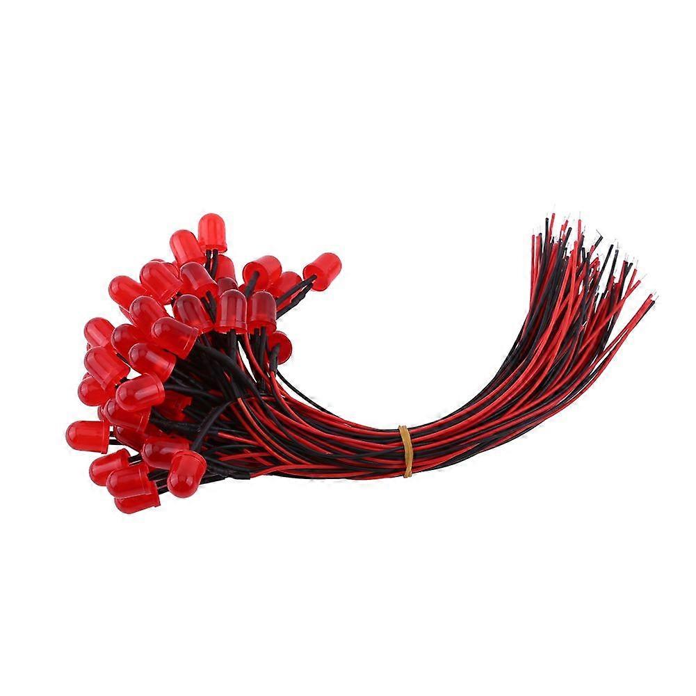50pcs Pre Wired DC12V Diffused LED Diodes Multi Colors Light 10mm Red(#9)