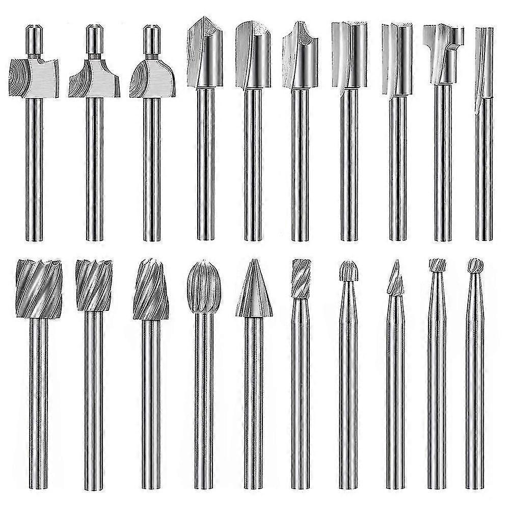 Biți de gravare din carbură pentru router HSS 20Pc pentru setul de biți de router Dremel 1/8" (3mm) pentru uneltele rotative Dremel Proxxon
