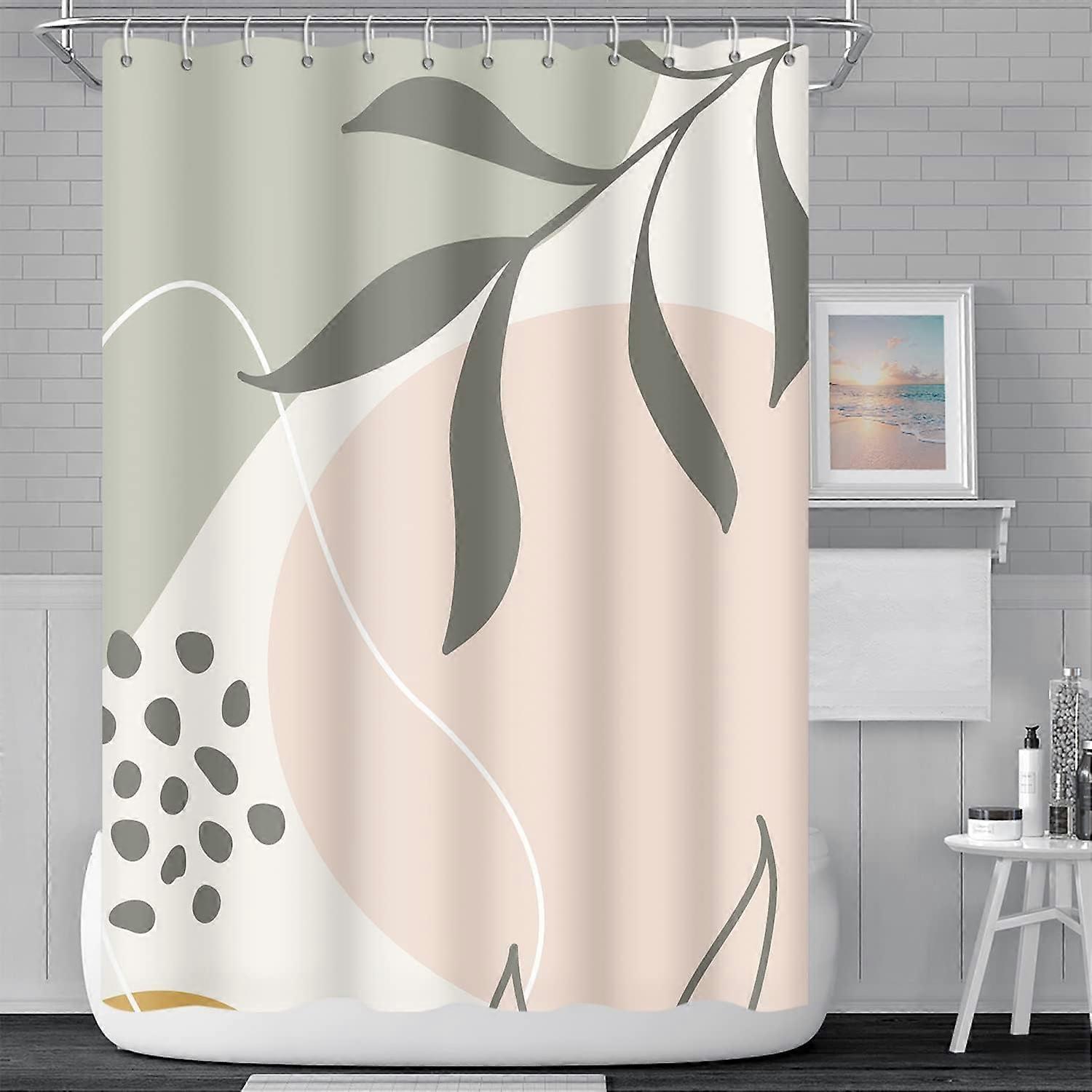 Light Green Eucalyptus Leaves Shower Curtain 72x72 inch, Waterproof Fabric with Hooks, Spring Leaf Abstract Pattern, Modern Bathroom Decor