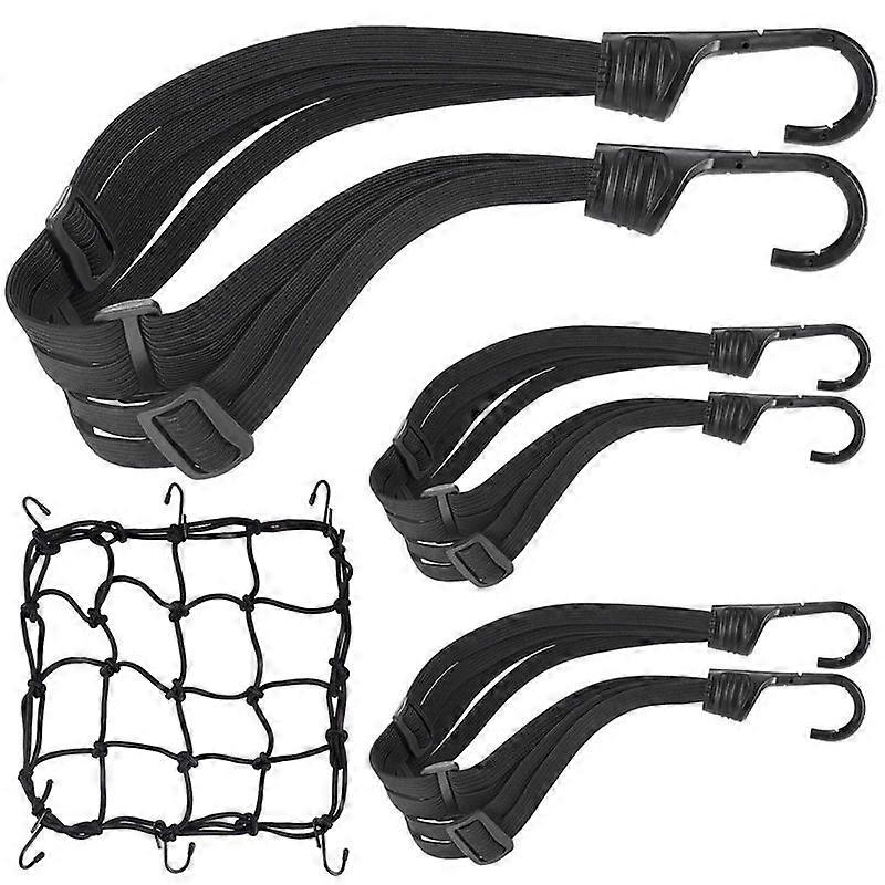 3Pcs Motorcycle Helmet Rope High Retractable Black Luggage Helmet Mesh Elastic Rope Strap with Cargo Net