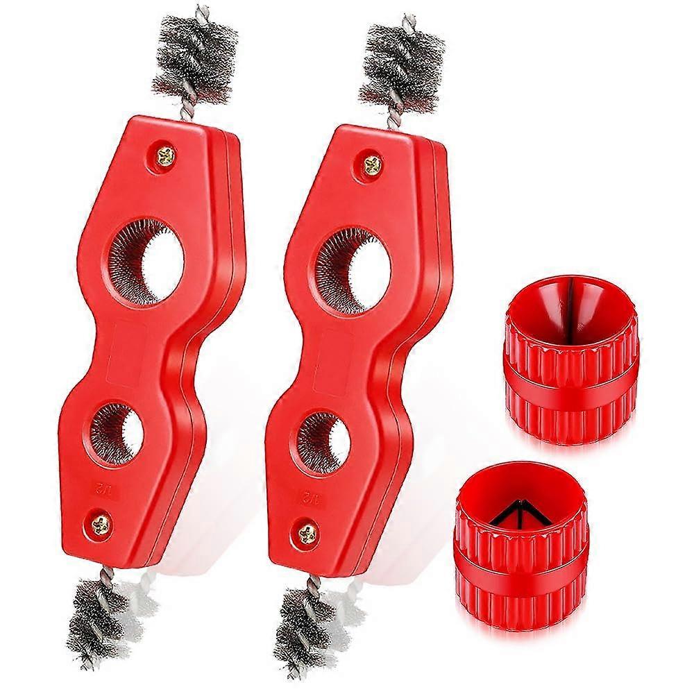 Set of 4 tools for deburring and cleaning copper and PVC pipes