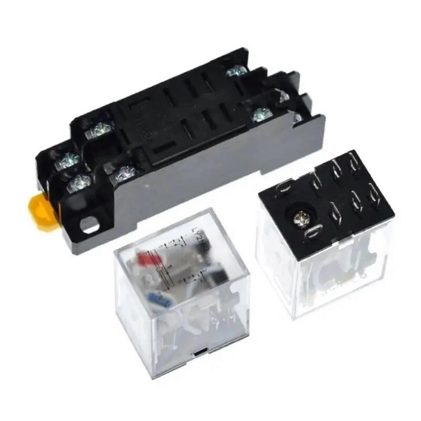Power Relay Coil Micro Mini Electromagnetic Relay With Socket Base AC110V/220V DC12V/24V 5A 1Pcs Size AC110V