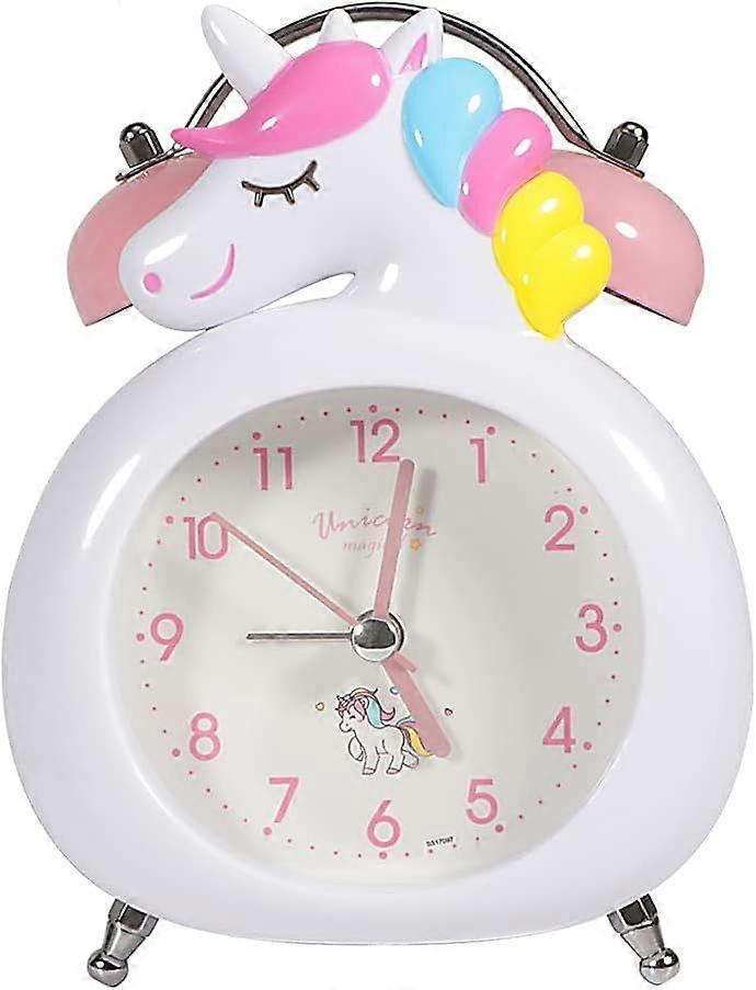 White silent retro double bell alarm clock with night light