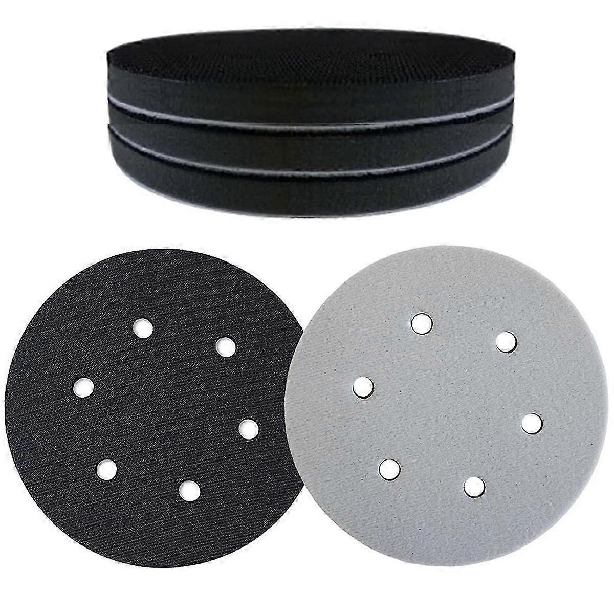 5 Pack 6 Inch Sanding Interface Pads Hook and Loop -Soft Density Sponge Cushion Buffer Backing Pads