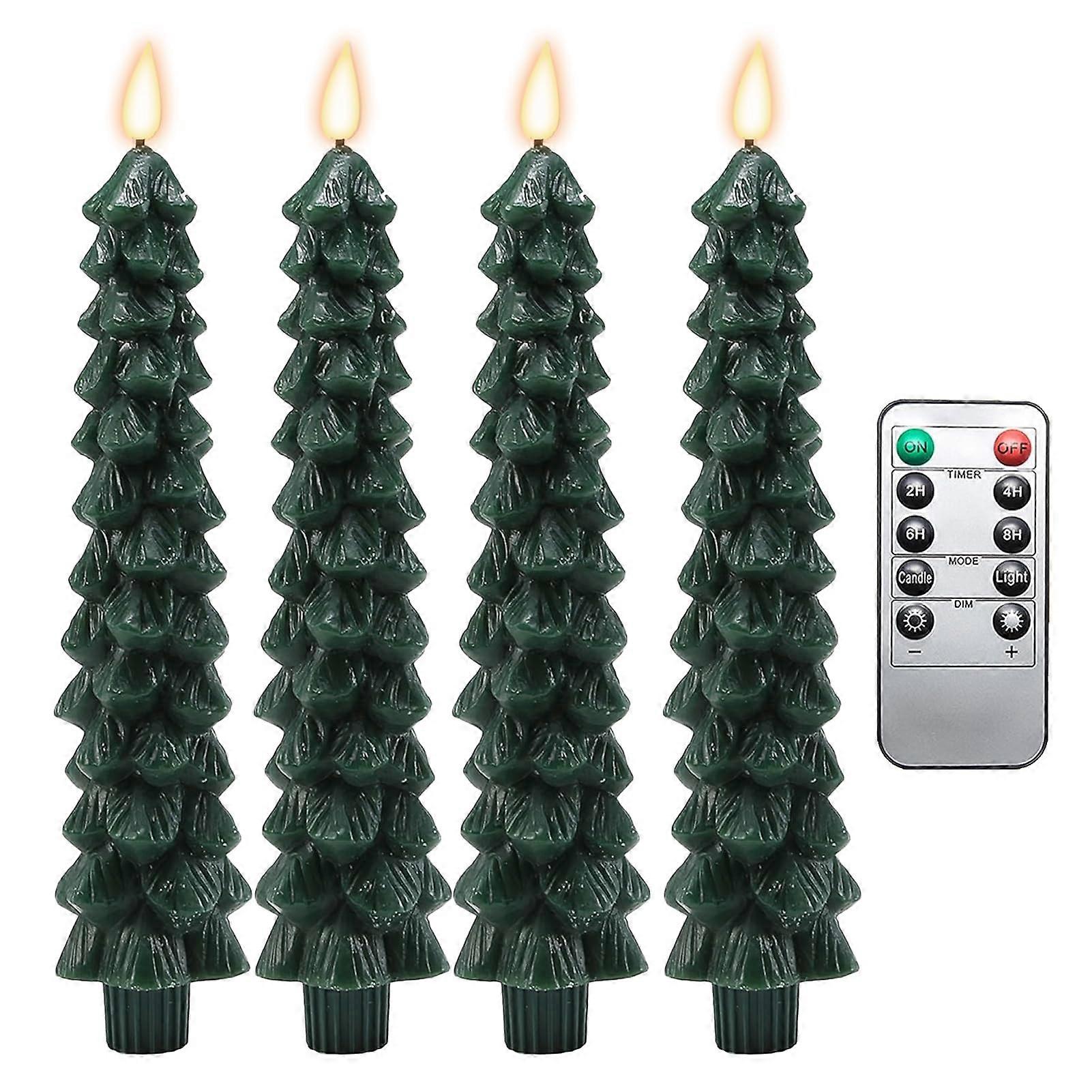 Christmas Trees Battery Candles LED Flameless Taper Candles With Remote Control Timer For Christmas Dinner Table Decor