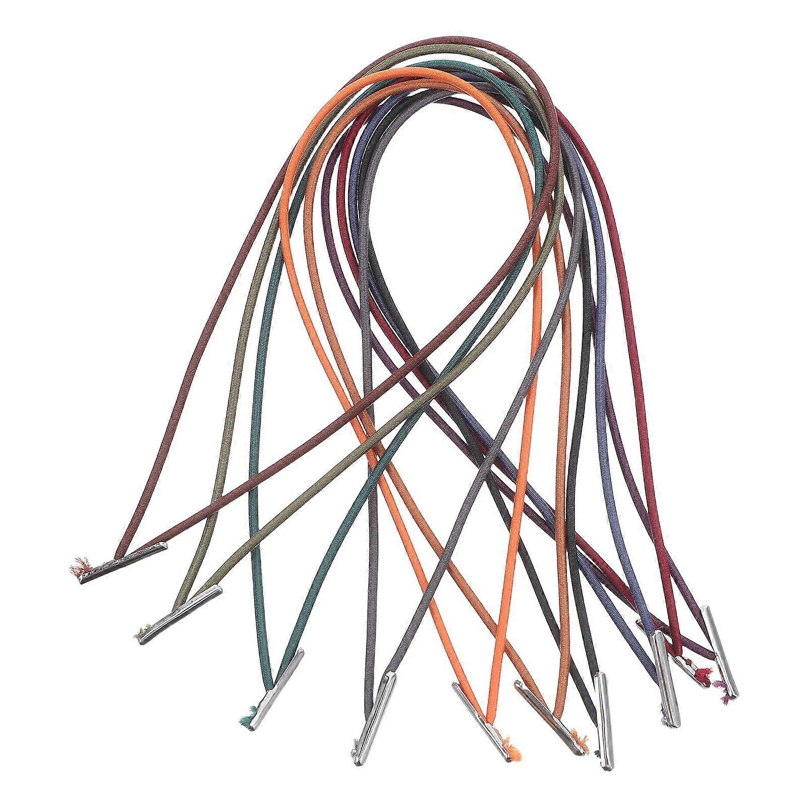 10pcs Elastic String with Metal Ends - 12cm Stretch Loop Band for DIY Masks Party Hats Menus Badges & Signs - Round Elastic Cord for Crafting & Fasten