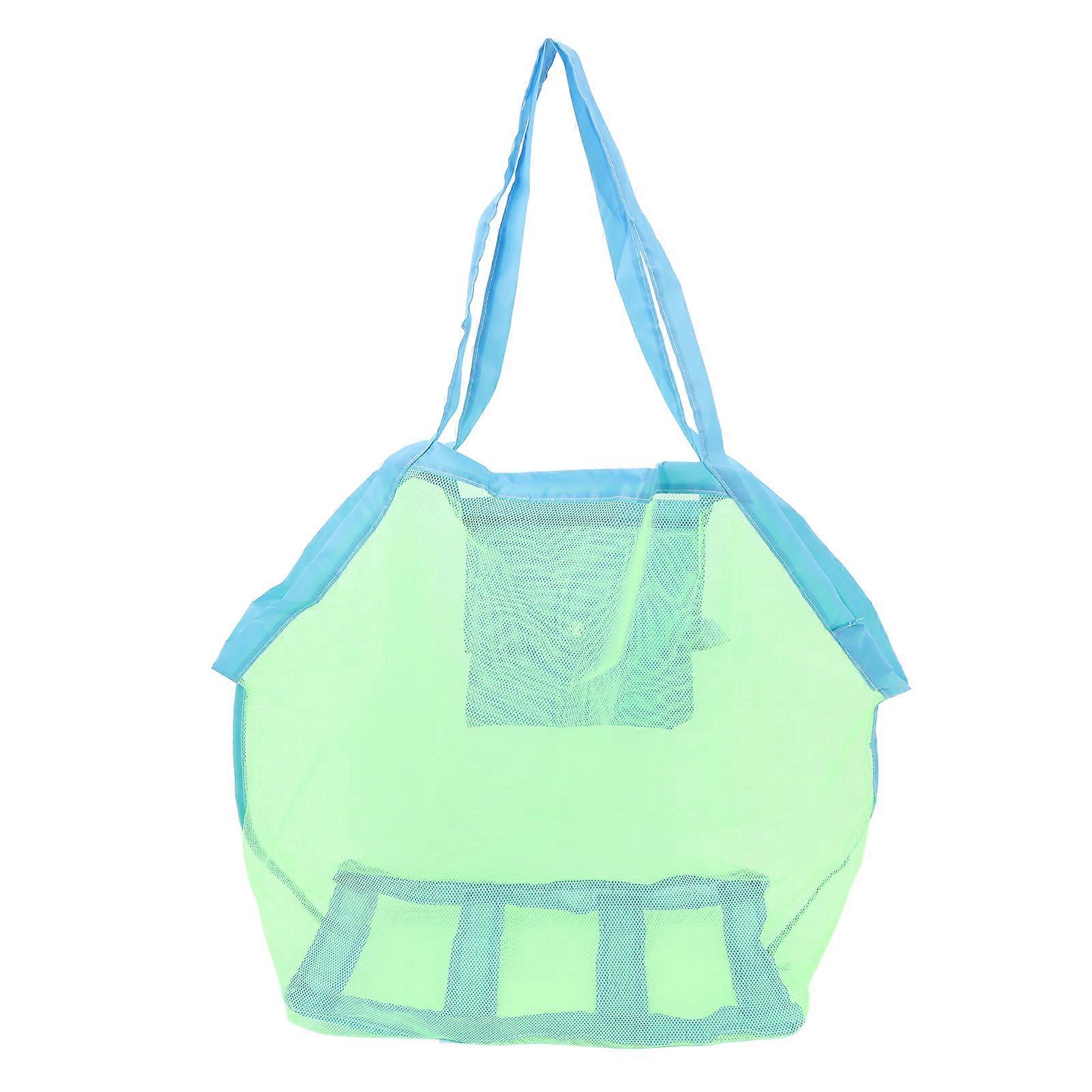 Mesh Beach Bag Multipurpose Large Capacity Foldable Beach Toy Bag for Beach Pool Outdoor Travel Gym Blue 
