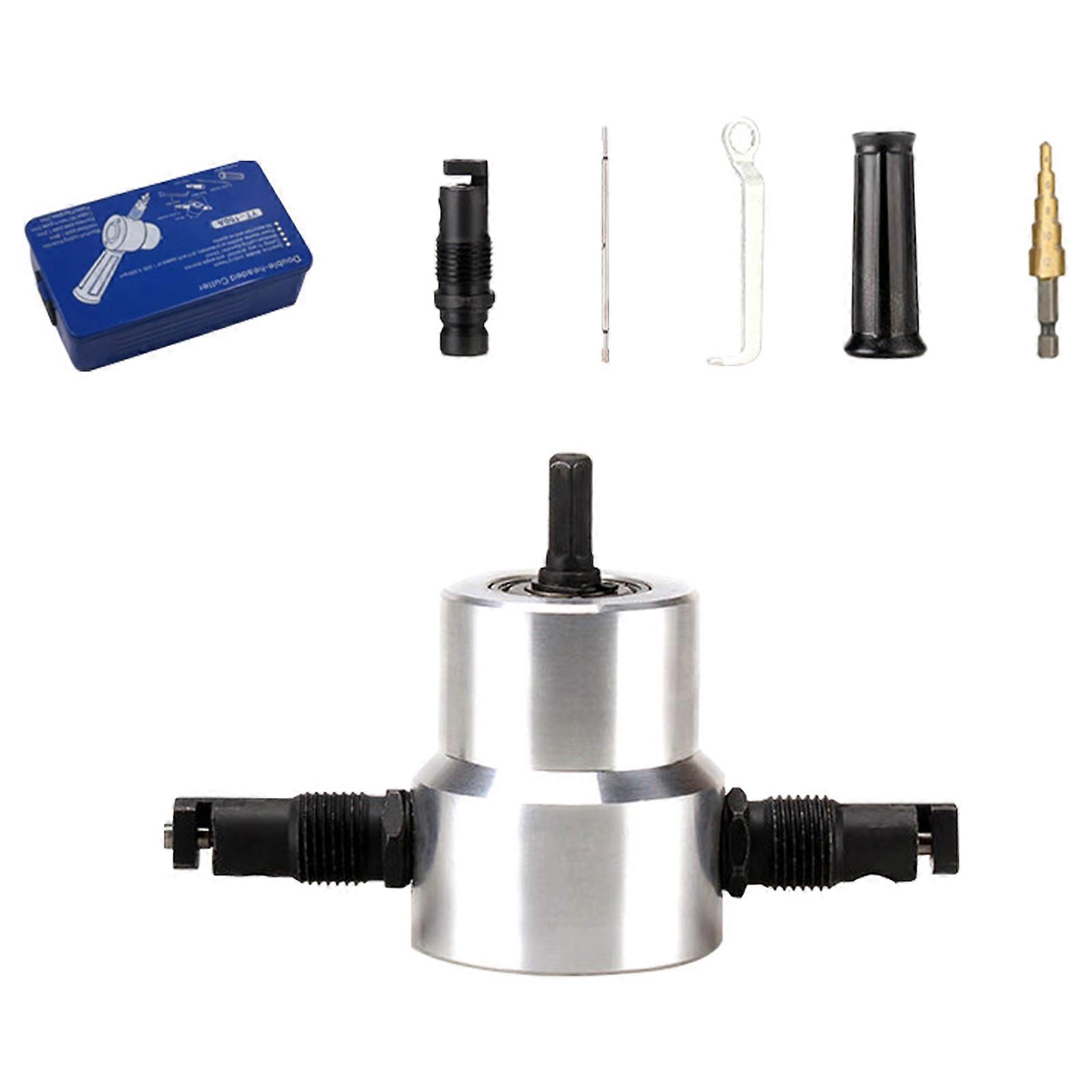 Double Headed Sheet Metal Cutter Nibbler Electric Punching Shears Iron Sawer Cutting Tool Drill Attachment Multicolor