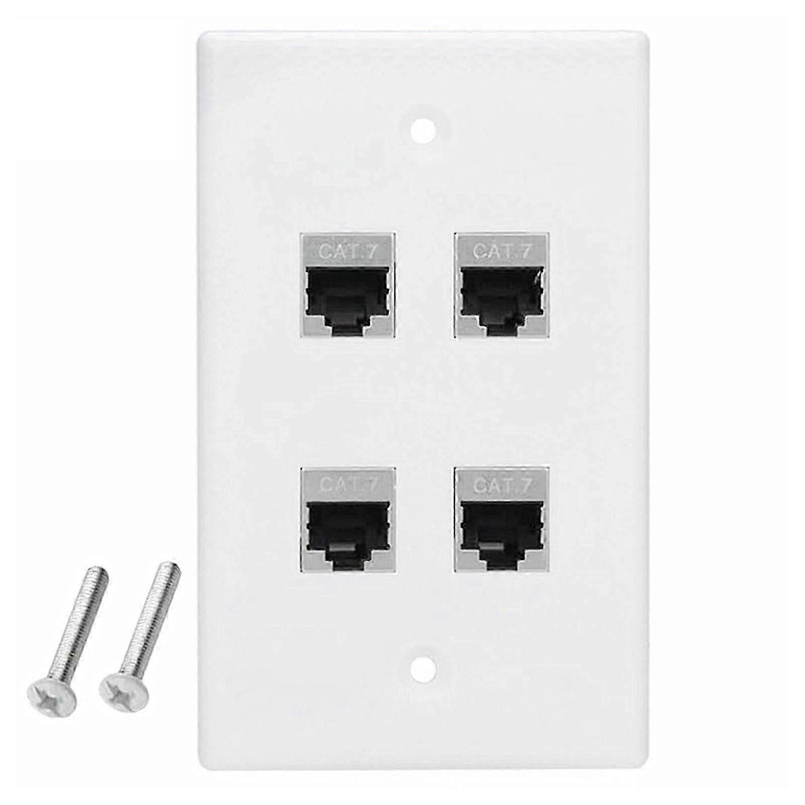 Single gang ethernet wall plate for Cat7 networks with keystones