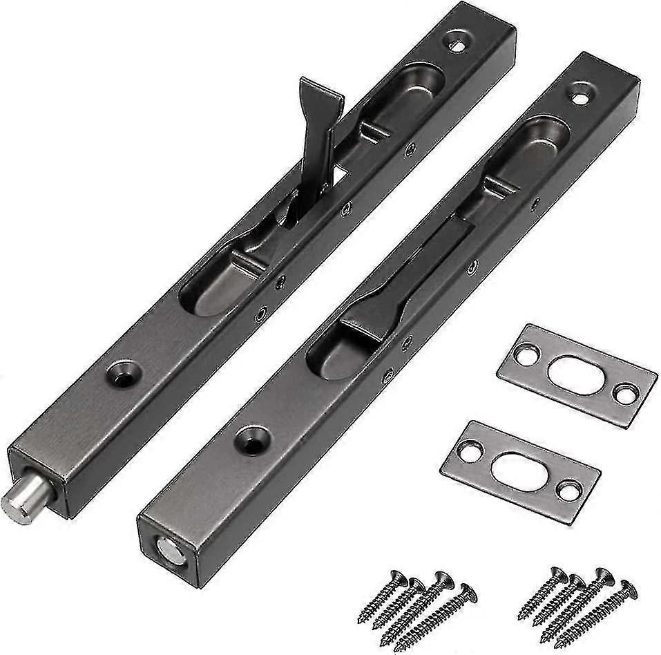 Flush door bolt for wooden doors, 2pcs concealed latch hardware