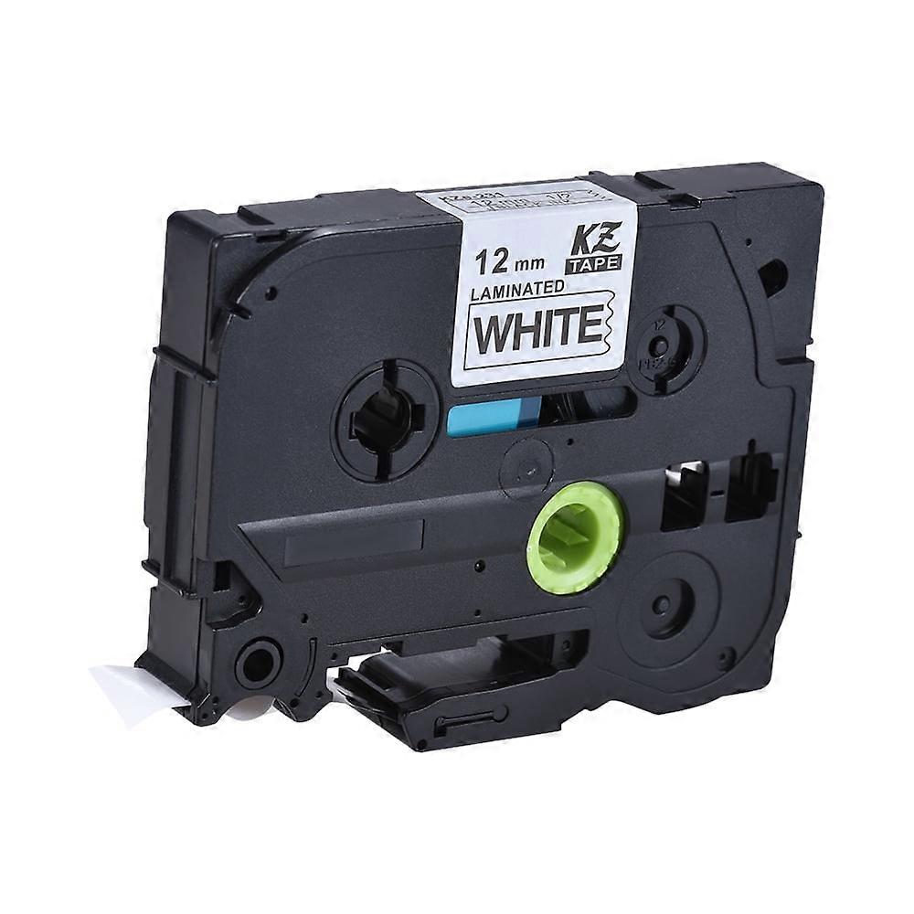 Laminated Label Tape Black on White Compatible for Brother P-touch Label Printer PT-1010/PT-2100/PT-18R/PT-E200/PT-9500 12mm * 8m