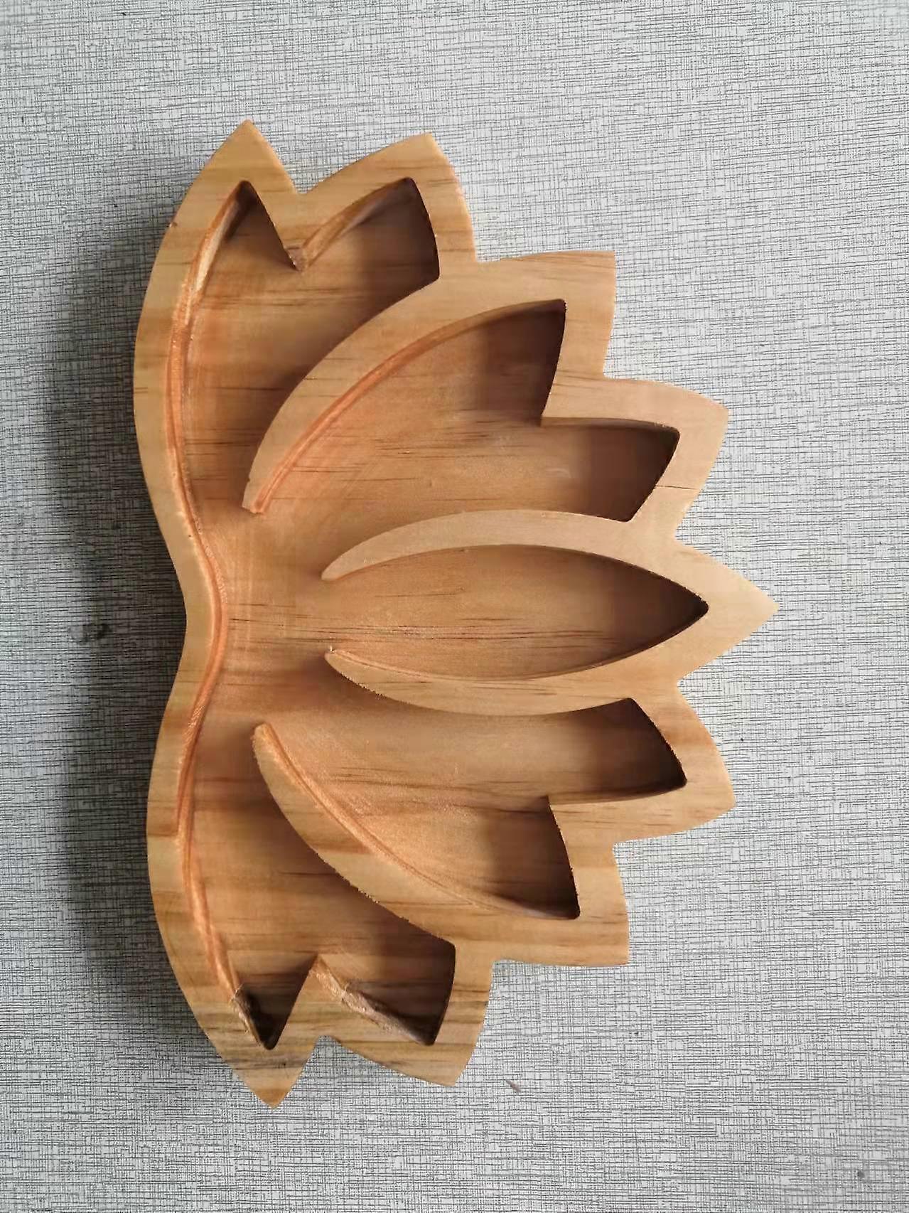 Lotus shape tray for crystal stone display storage box pine wood handicraft ornaments solid wood
