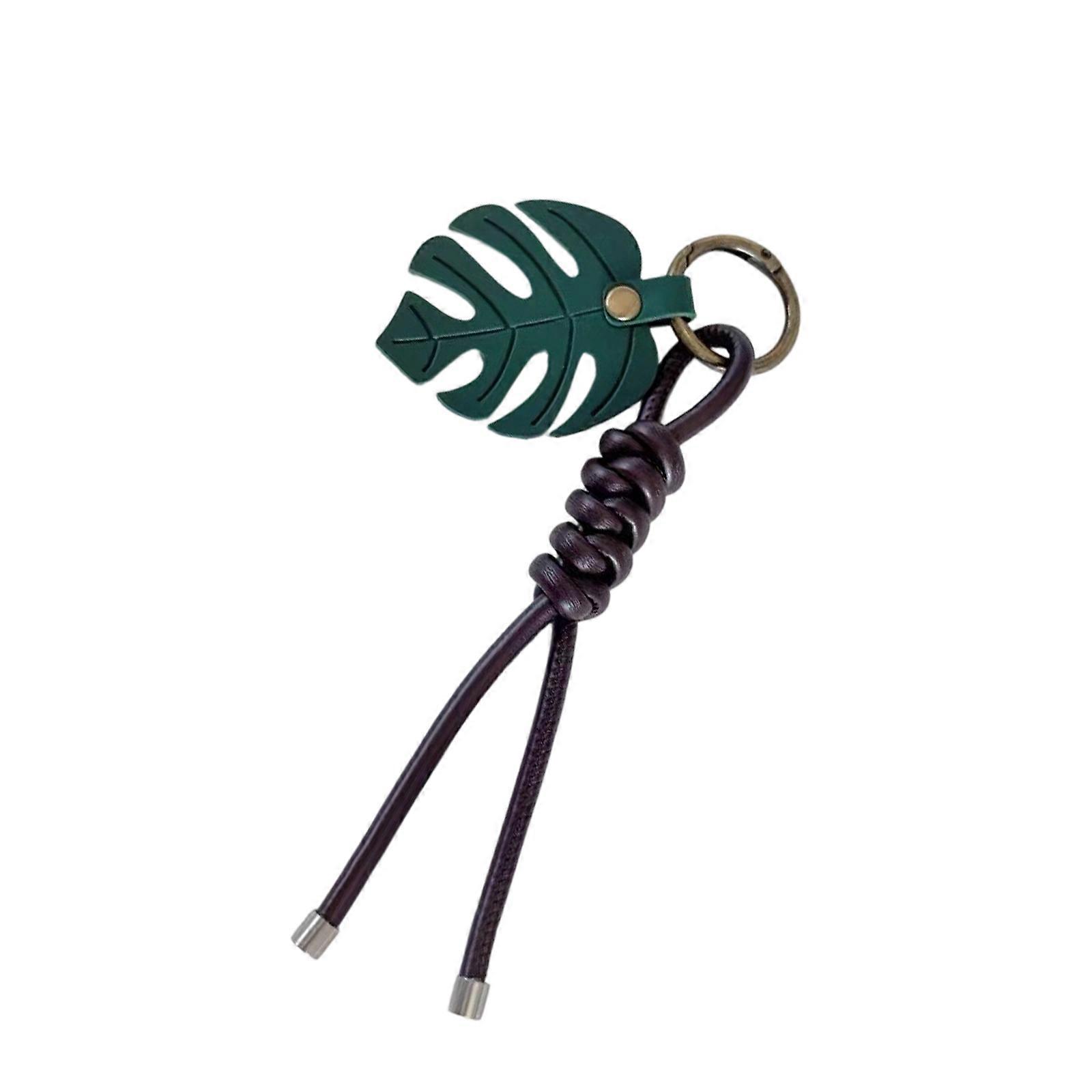 Sophisticated Leaf Designs Keyring Crafted From Leather Bag Decoration Item Multicolor