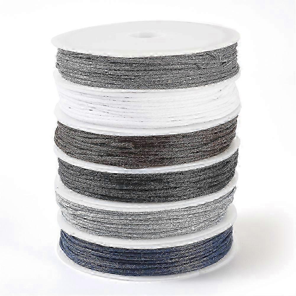1 Set 6 Colors Waxed Cotton Cords, Multi-Ply Round Cord, Macrame Artisan String for Jewelry Making