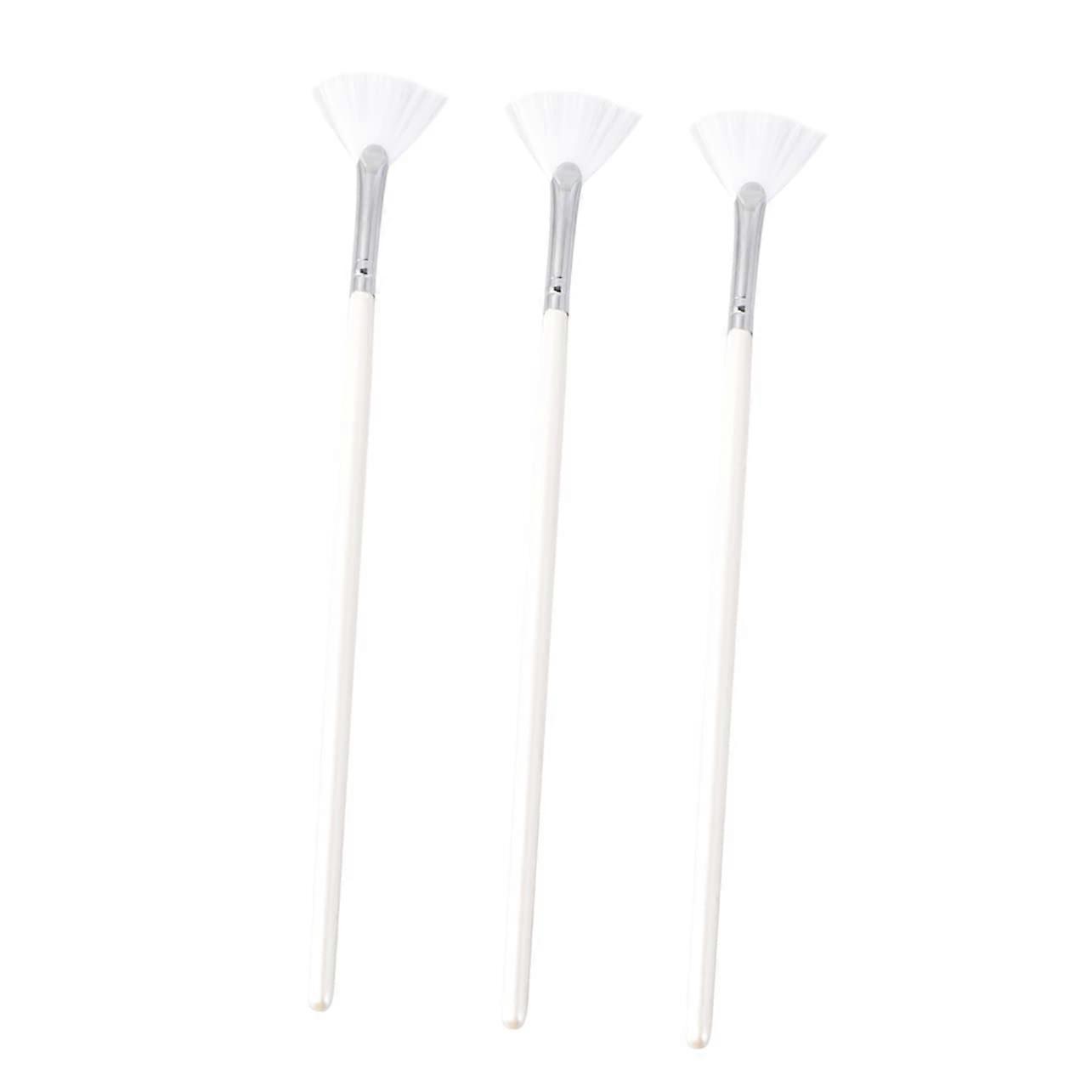 3 Pack Fan Shape Facial Mask Brushes with Long Handles for Skincare and Hard to Reach Areas