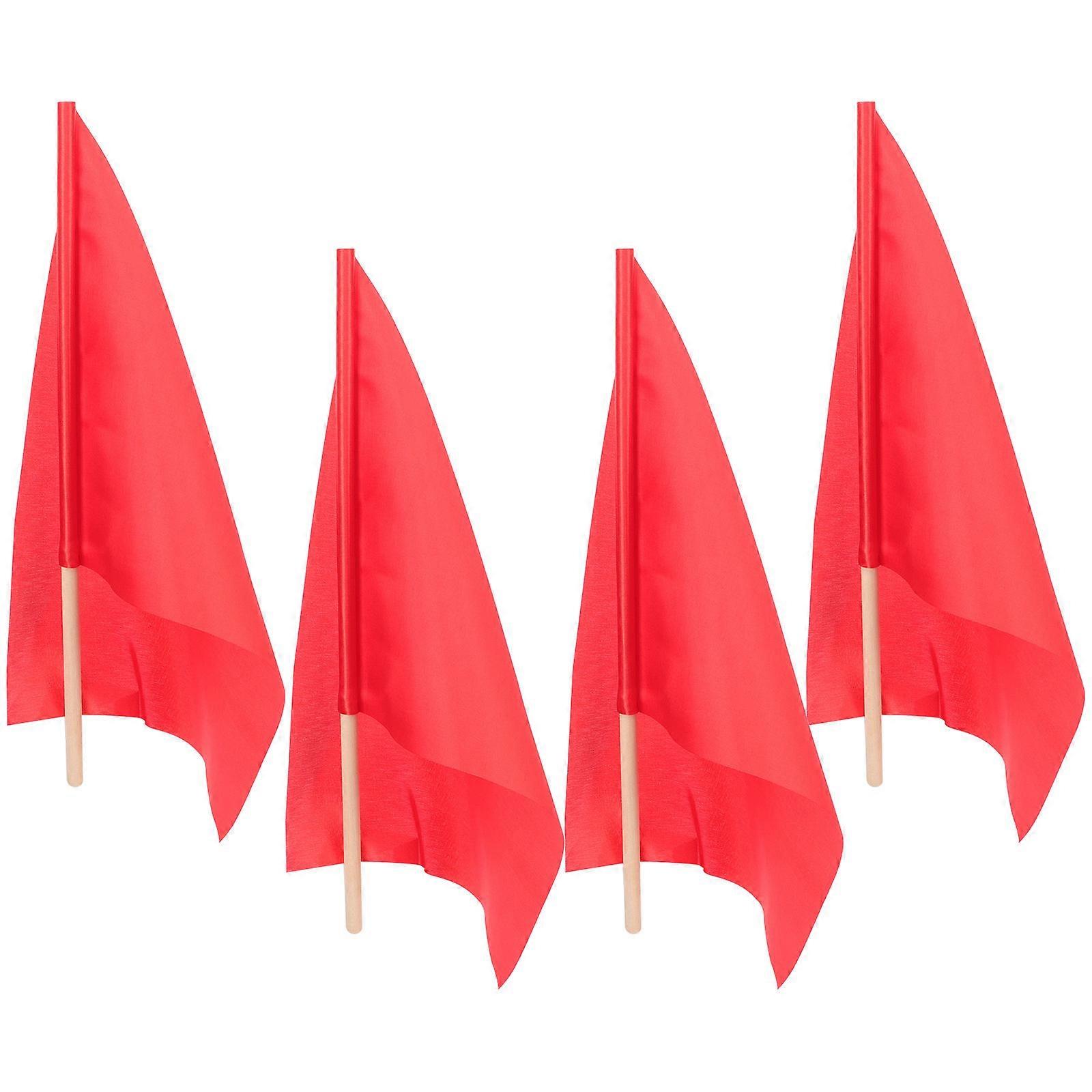 Race Conducting Flags 16Pcs Lightweight Hand Flags For Theme Parties And Birth Parties Highly Visible Red Color