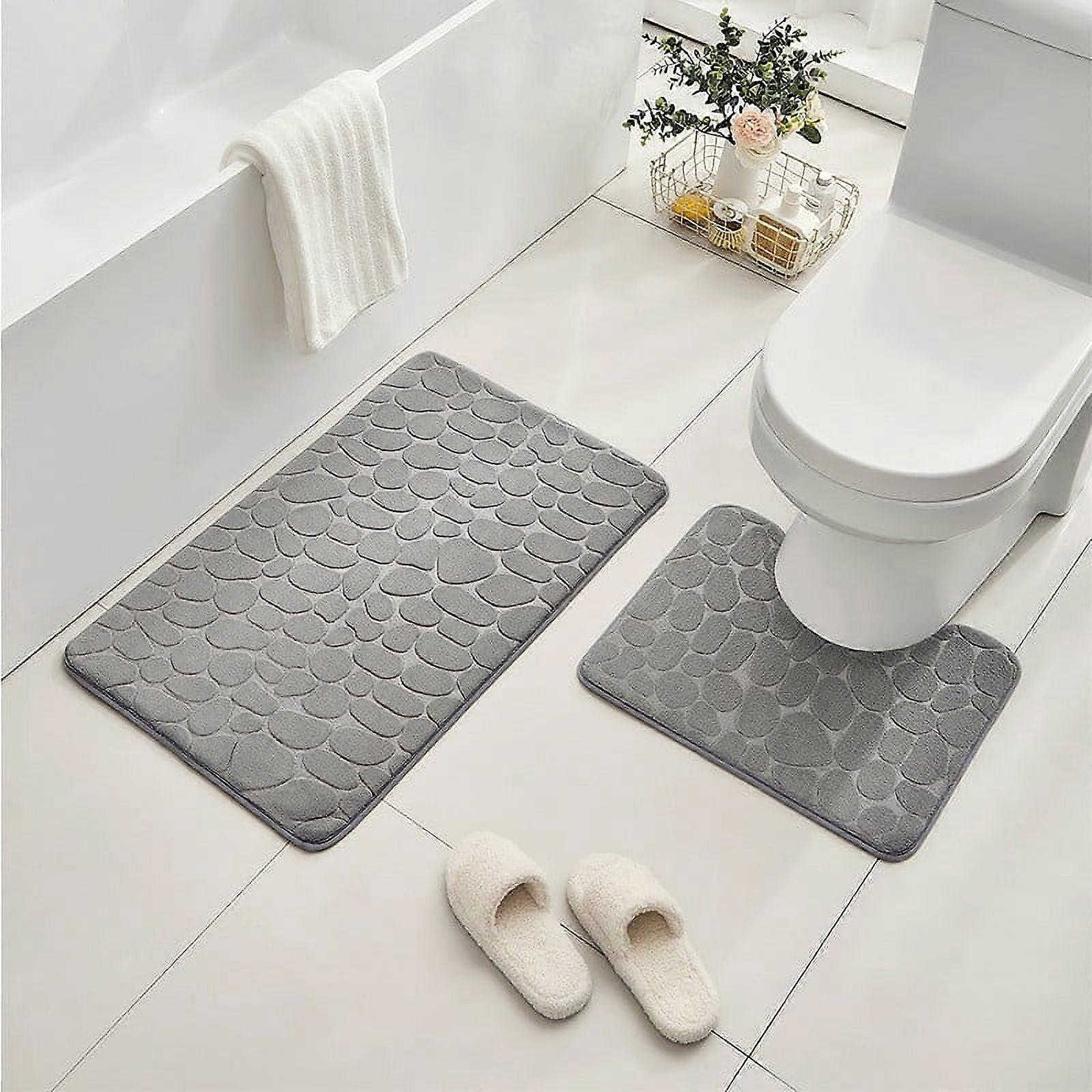 Yonrjhukm Bathroom Rug Set Of 2 Memory Foam Bath Mat Toilet Mat Soft Absorbent Thick Rug Non Slip Backing Universal Machine Washable