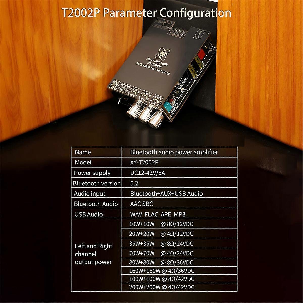 T2002P-W Bluetooth-Audio-Verstärkerplatine, 200Wx2, TPA3223, T2002P-W