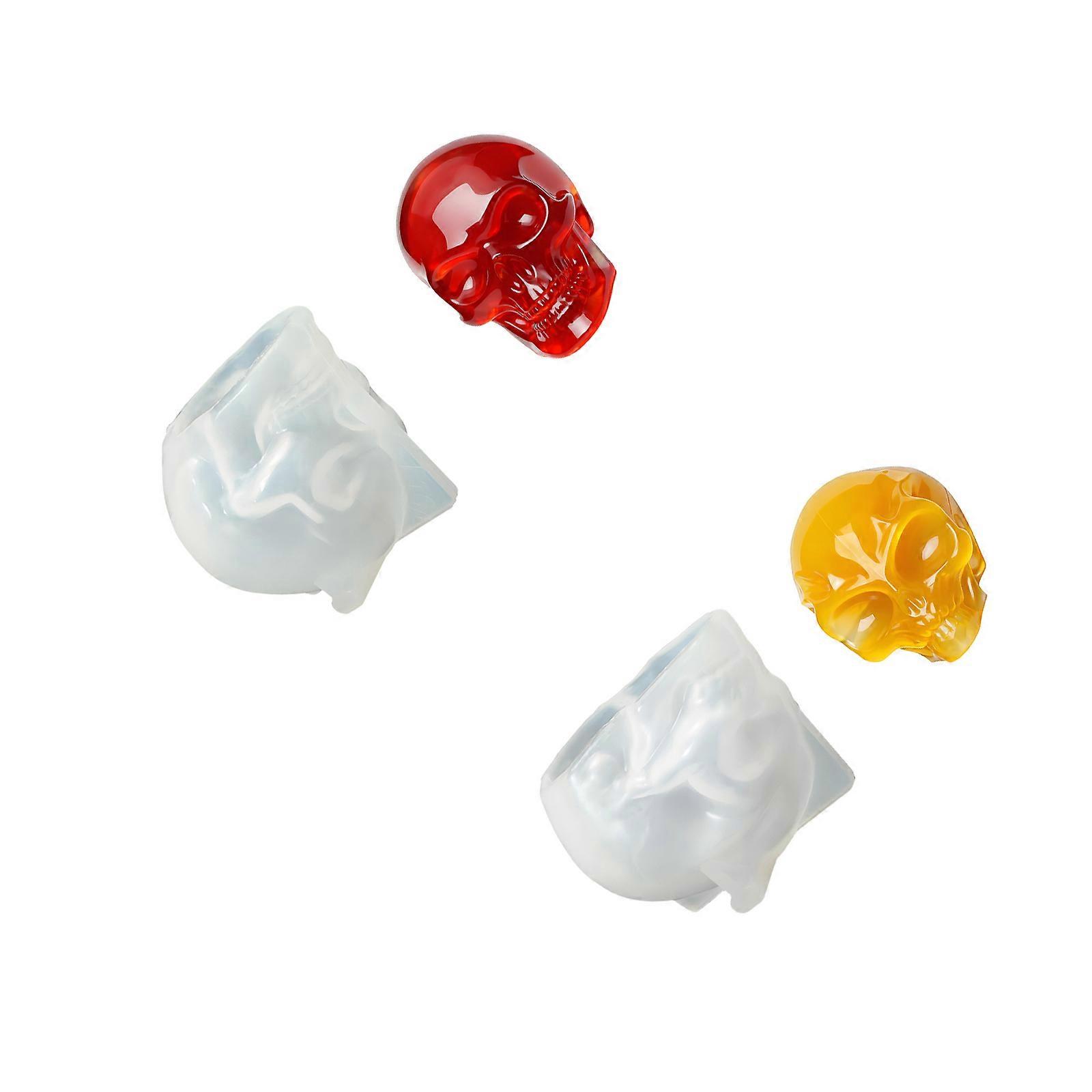 2Pieces Reusable Alien Skull Silicone Casting Molds with Precise Detailing Ornament Moulds for Resin Art Creations Multicolor