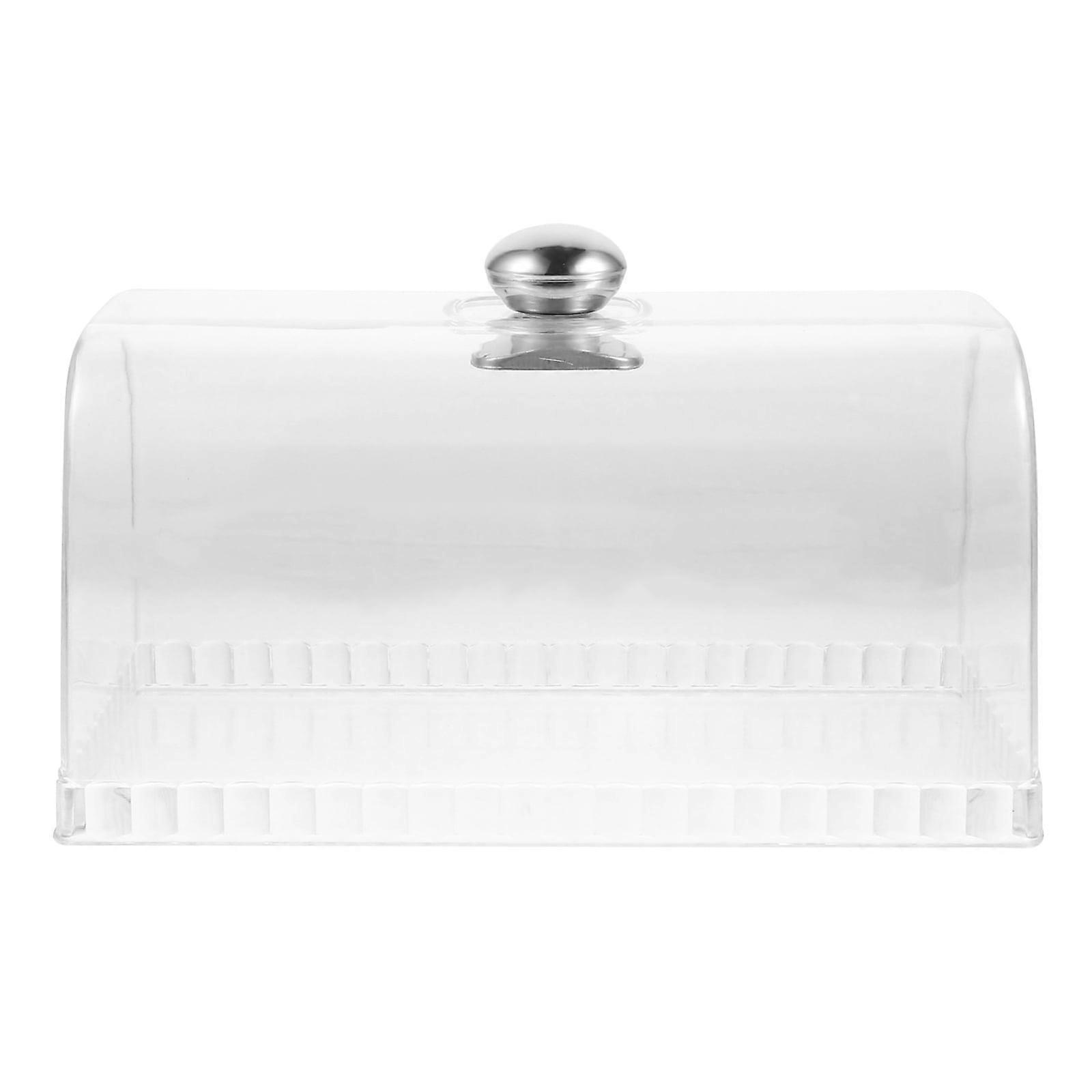 Clear Rectangular Bread Box with Translucent Dome Cover