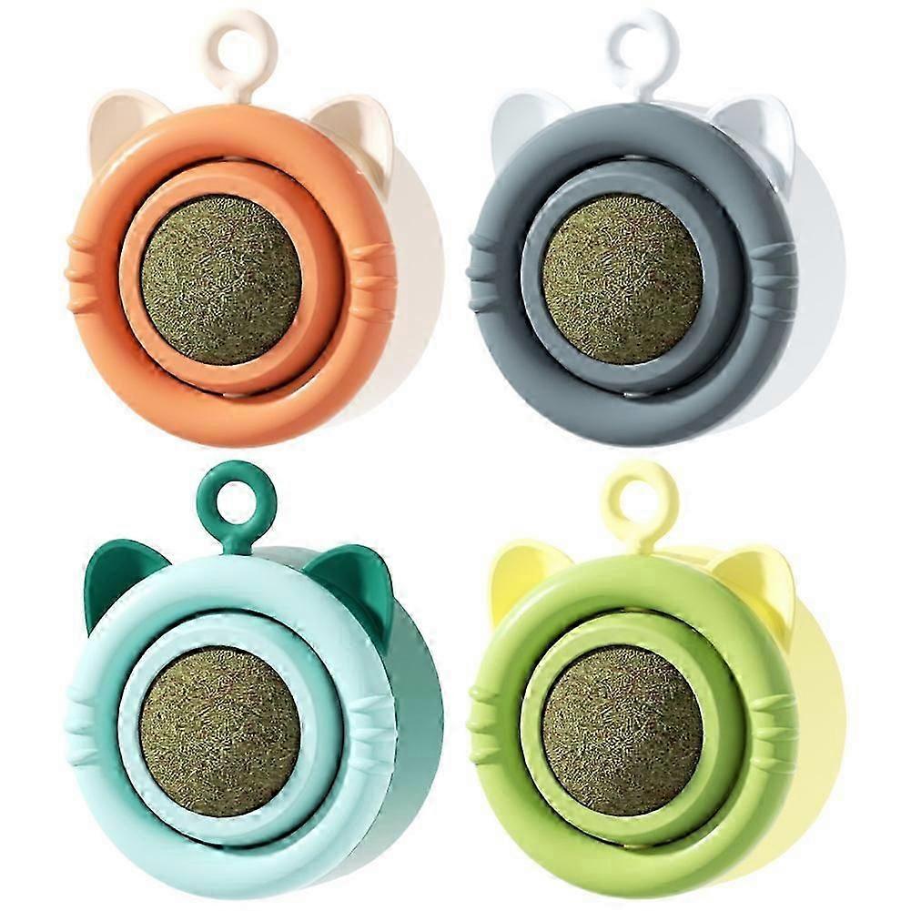 Interactive rotating toy for cats with catnip balls pack of 4