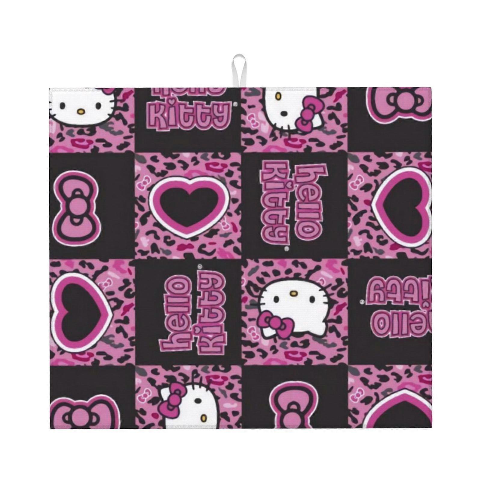 Hello Kitty Dish Drying Mat For Kitchen Counter, Microfiber Dish Mat, Fast Absorbent Draining Pad