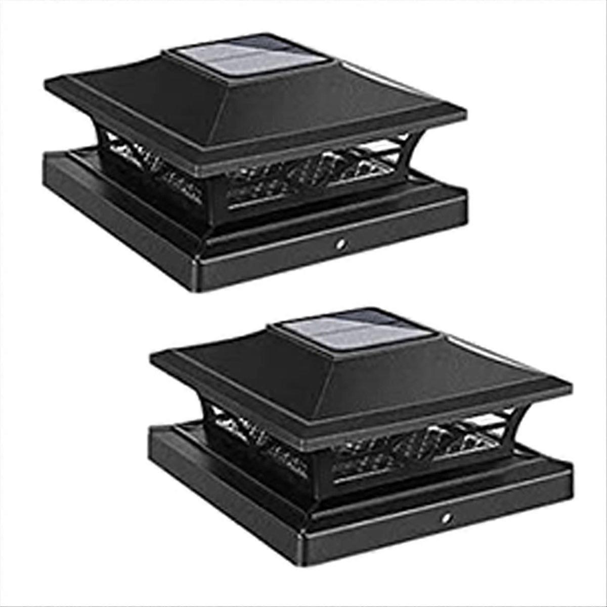 Solar Post Cap Lights Outdoor Deck Fence Post Light Garden Decor 2PCS
