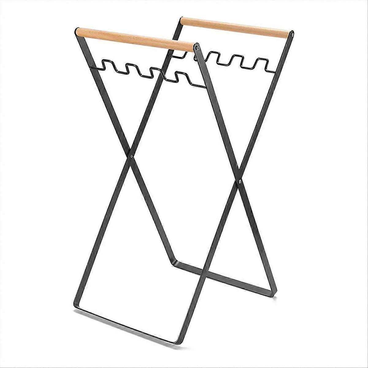 رف النفايات المنزلية في الهواء الطلق رف تخزين المطبخ القابل للطي أسود