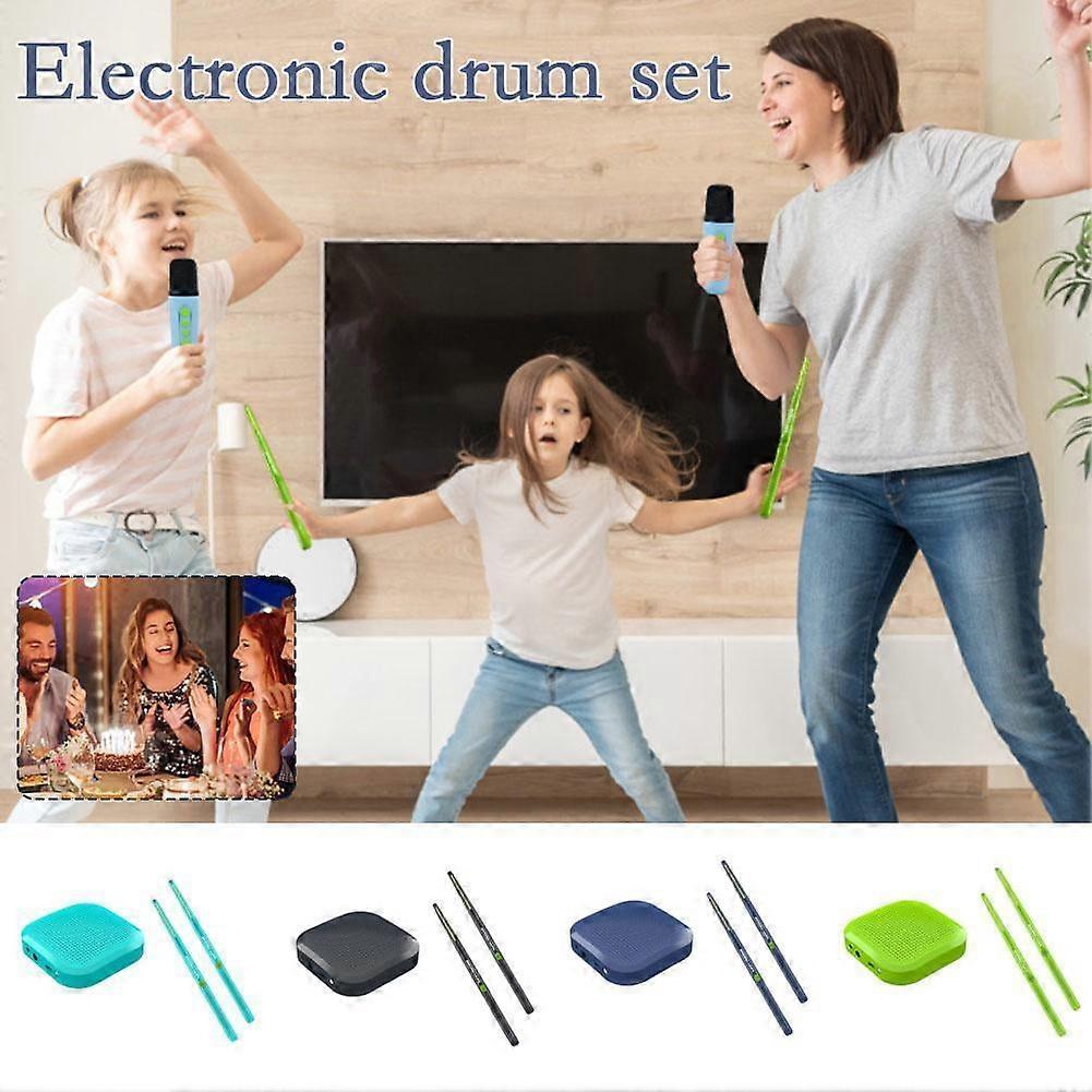 BQLQBQLQ Virtual Electronic Drum Set 3D Motion Sensing, Portable Kit with Pedal & Audio Converter, Electric Tabletop Drums for Beginners