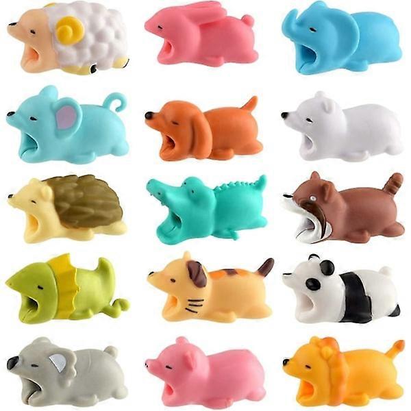 15 pcs Cable Protector Cute Animals Cable Attack Charger Cord Protector Usb Charging Cable Protector Compatible With Iphone/android