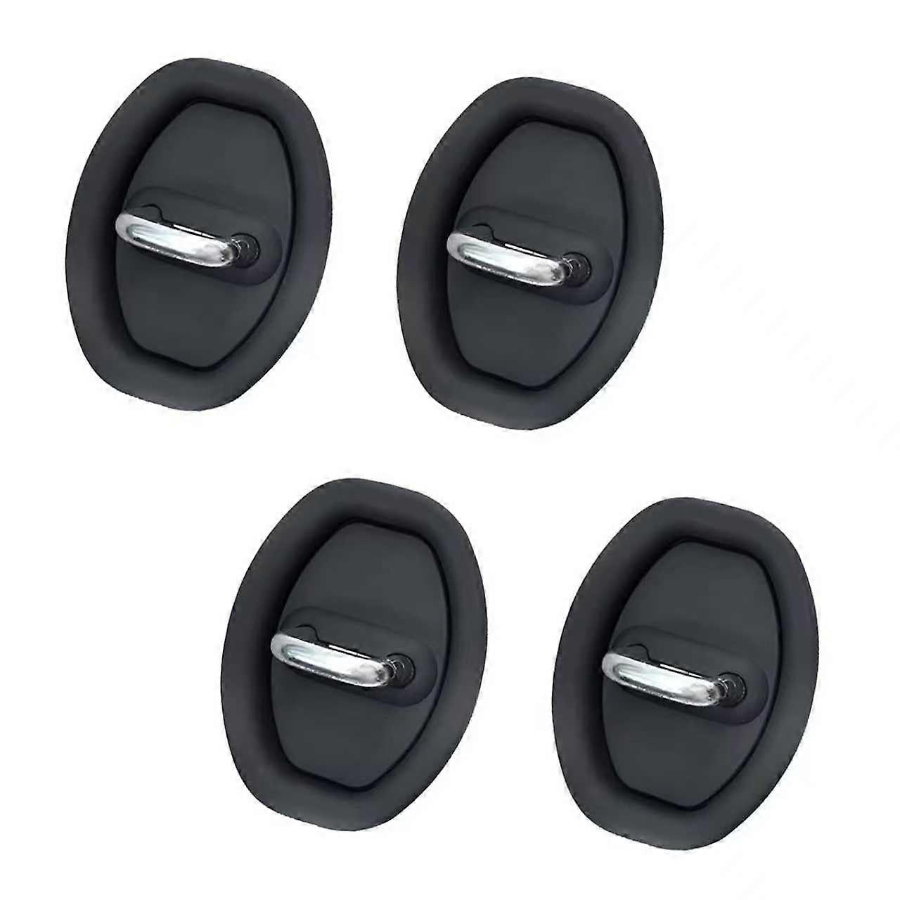 4PCS Car Door Latch Cover Lock Protector Black Silicone, Noise Reduction, Rust and Weatherproof