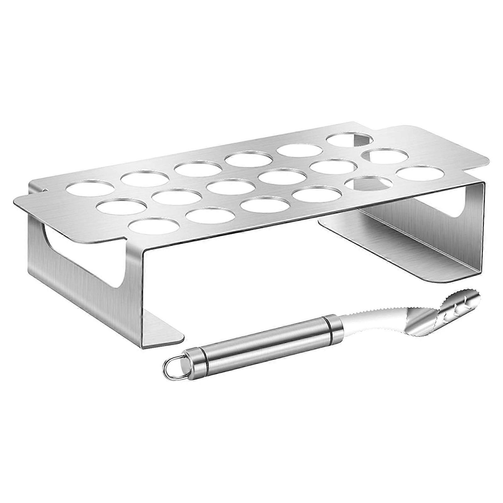 Jalapeno Grill Rack with Corer Tool, 18Hole Stainless Steel Pepper Roasting Rack for BBQ and Oven