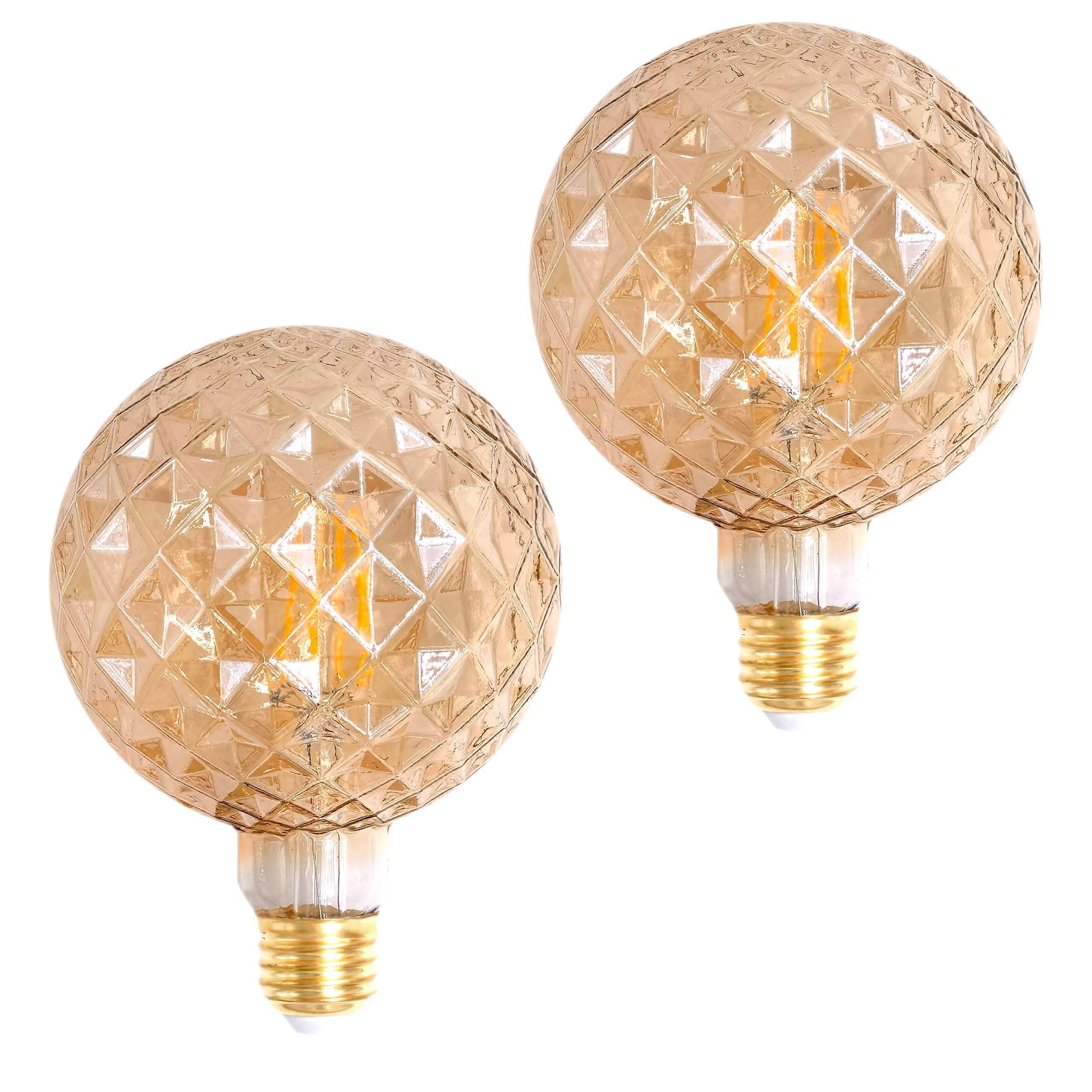 Vintage LED Edison Bulb G40 Globe E26 Dimmable 6W 2700K Warm White  CRI 2 Pack
