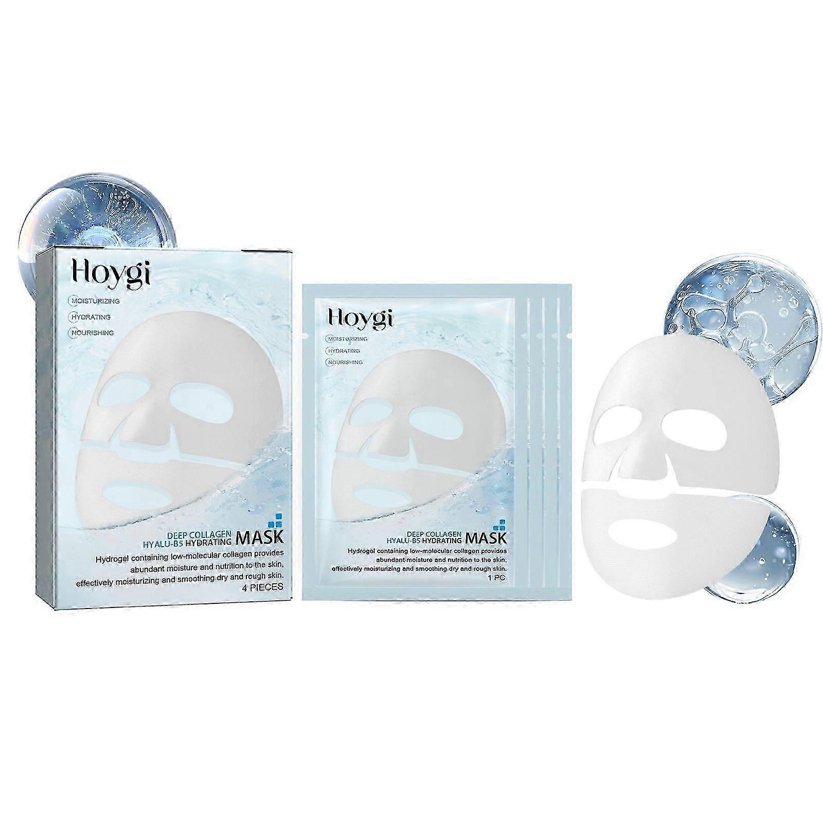 Hydrating Collagen B5 Facial Masks - Anti-Aging, Pore-Cleansing, 4-Pack