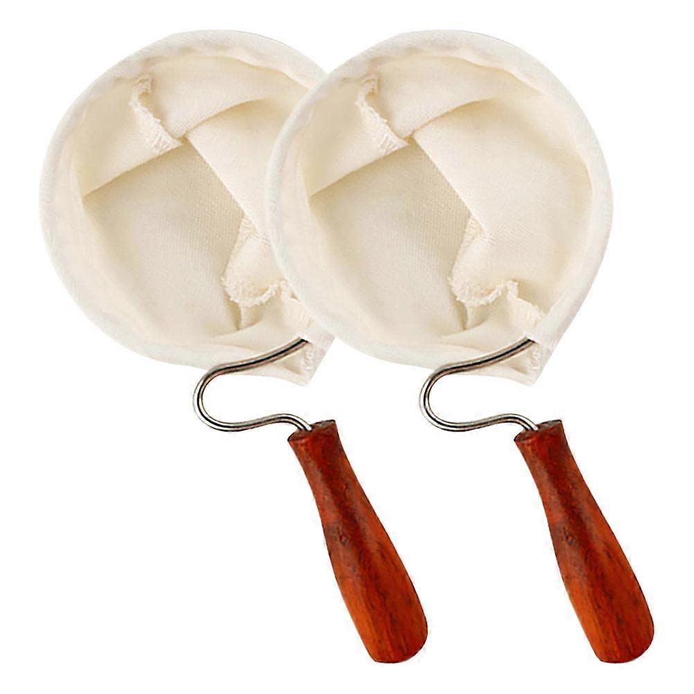 Coffee Filter Cloth 2Pcs Wooden Handle Flannel Filter for Home Kitchen Use