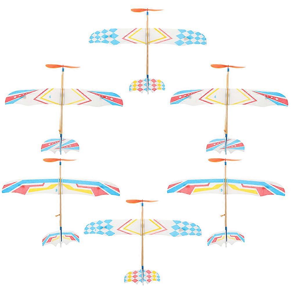 Educational Tool Airplane Toy for Collection Multi Wood Plastic Paper Material Flight Simulation 6Pcs