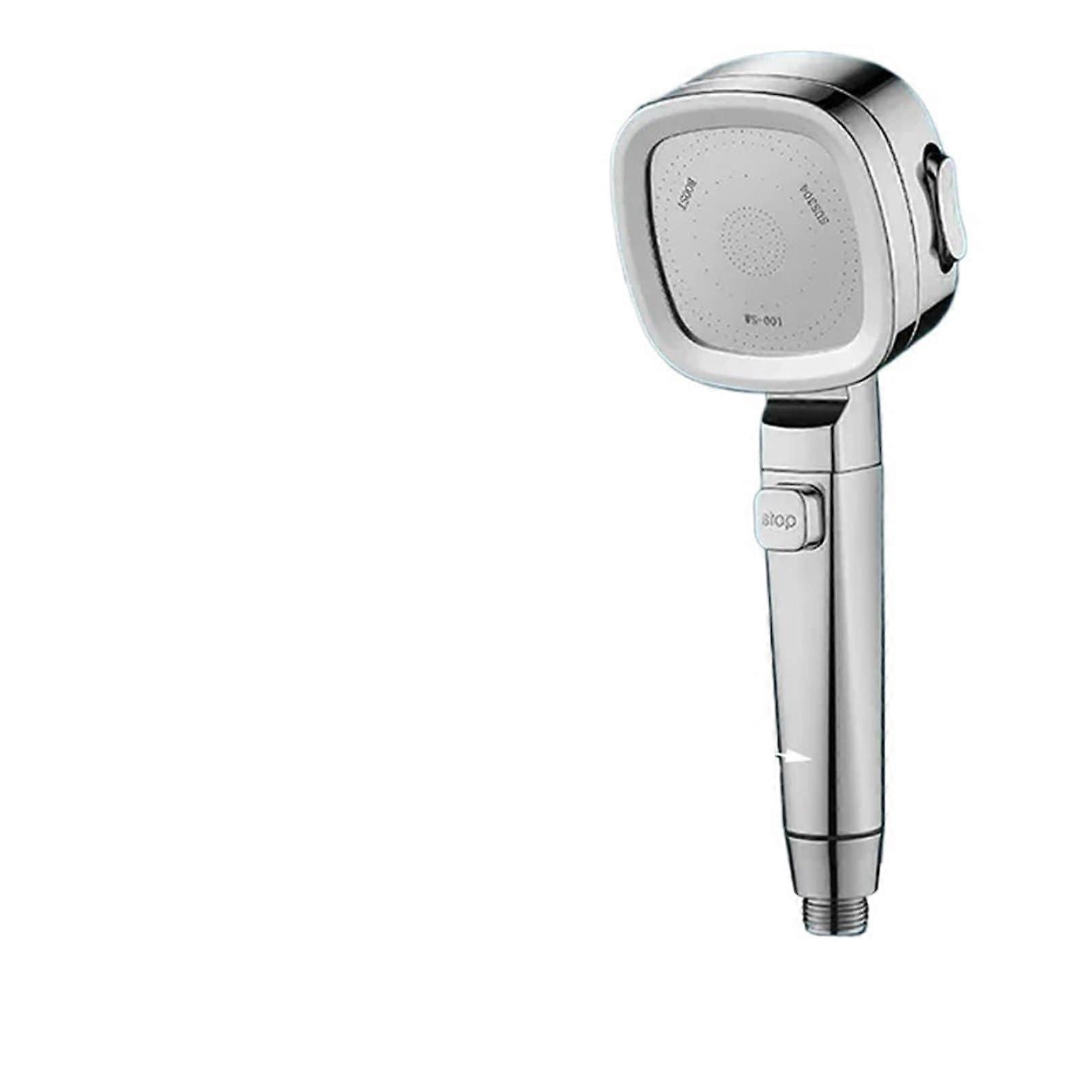 Handheld Shower Head with  Pressure and WaterSaving Performance, Silver and Black Square Design