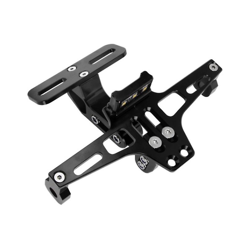 Universal Motorcycle Tail Tidy – Flip-Up License Plate Bracket, Black Aluminum