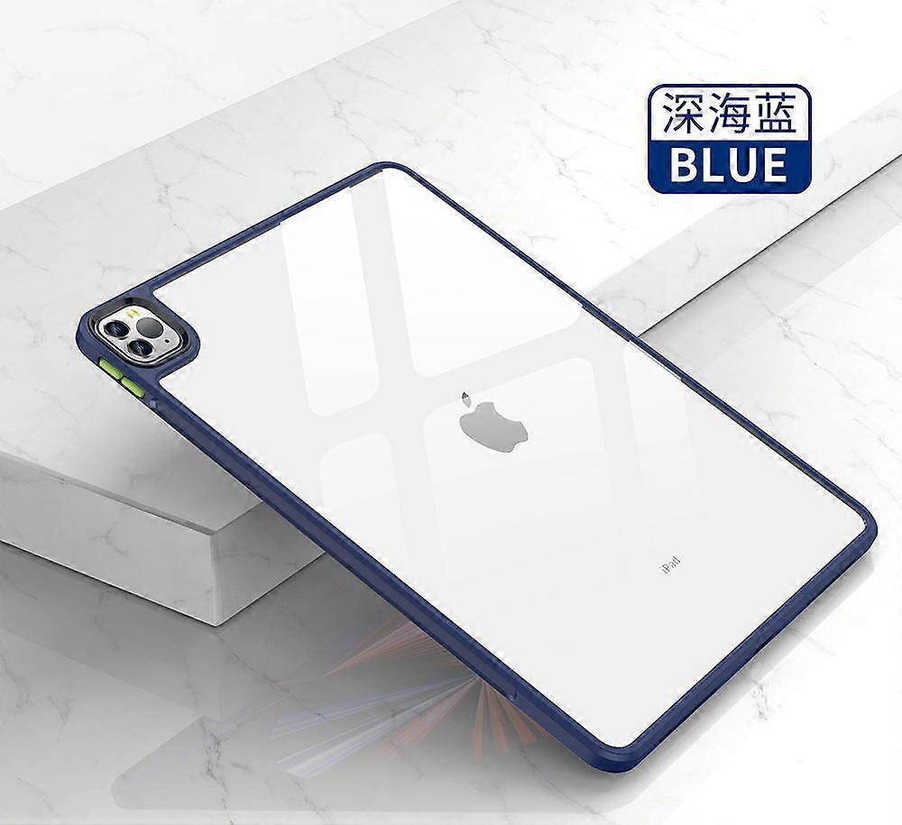 Case For Ipad Pro 11 2022/2021/2020 Blue Transparent 2-in-1 Simple Pen