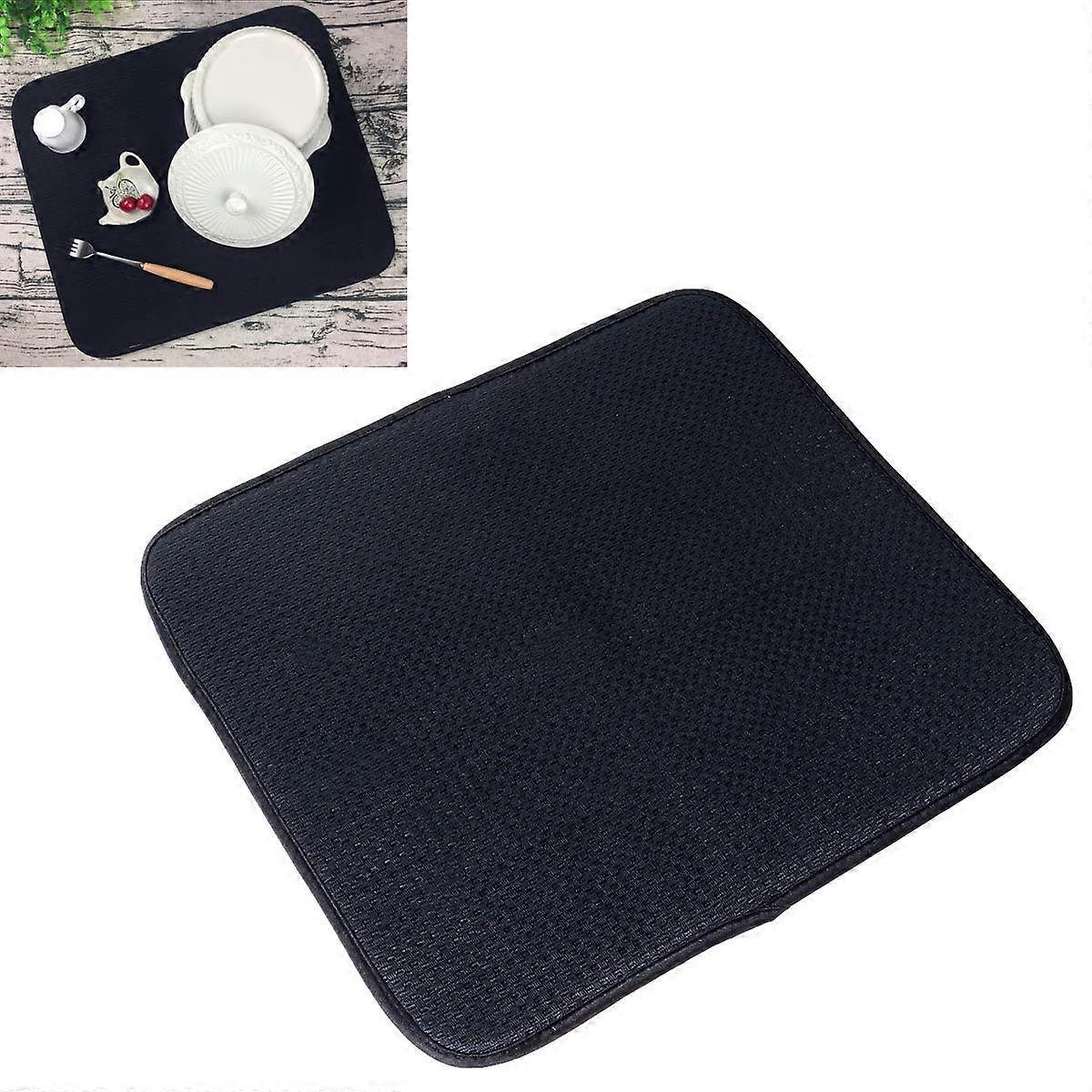 Absorbent Table Mat Dish Tableware Drying Mat for Drying Dish Black