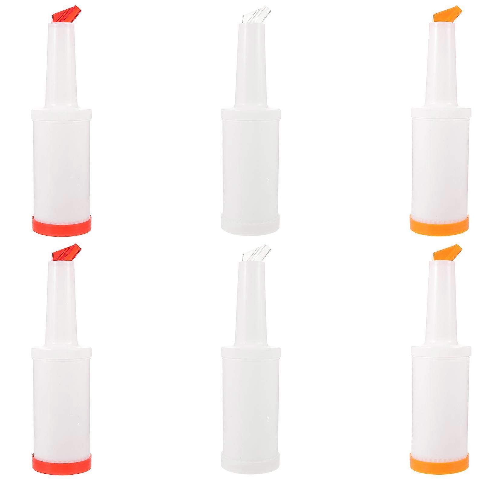 Assorted Color Fruit Juice Bottles for Beverage Use with 6Pcs Plastic Pour Bottles