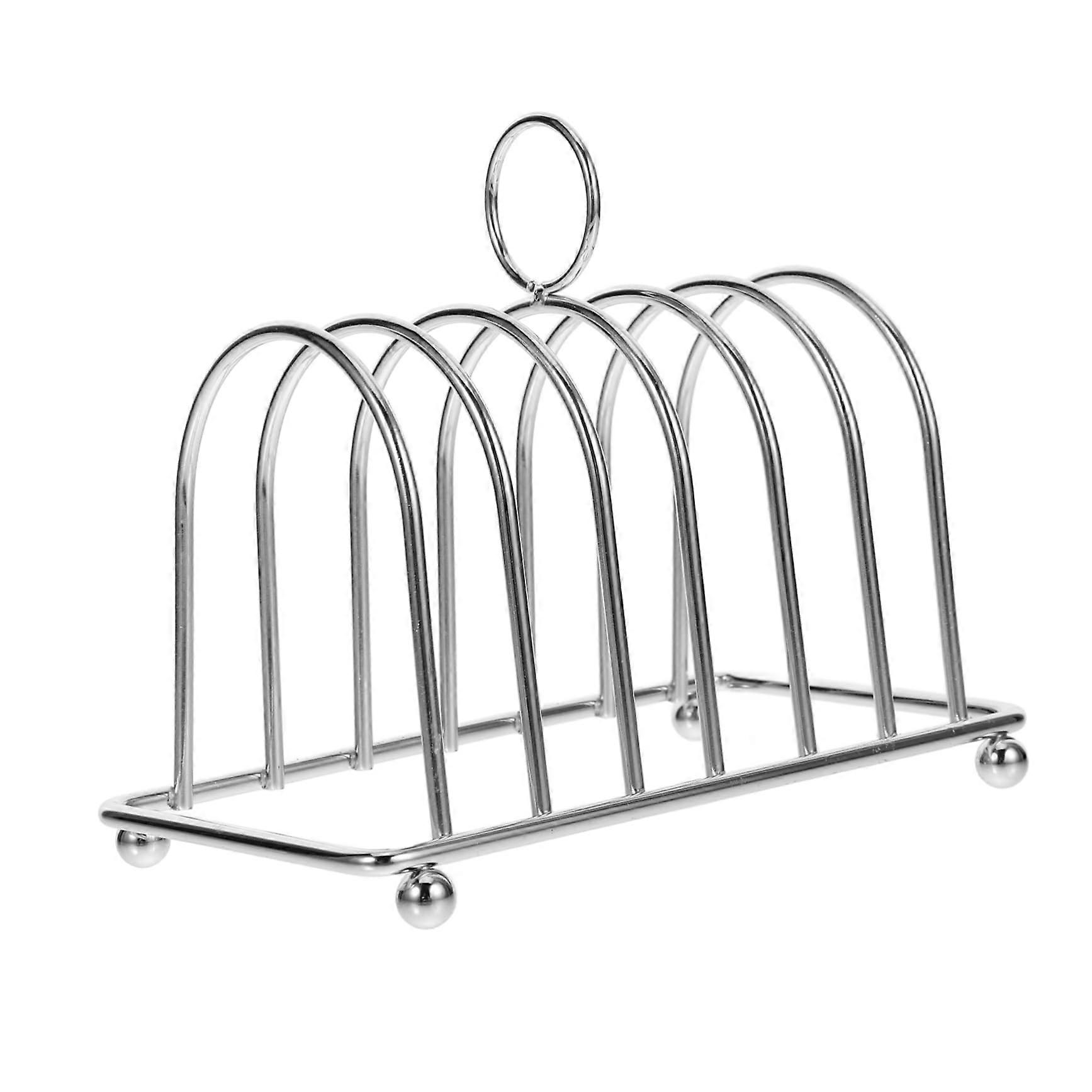 Stainless Steel Toast Rack with Handle, Bread Slice Holder for Breakfast Table and Bagels