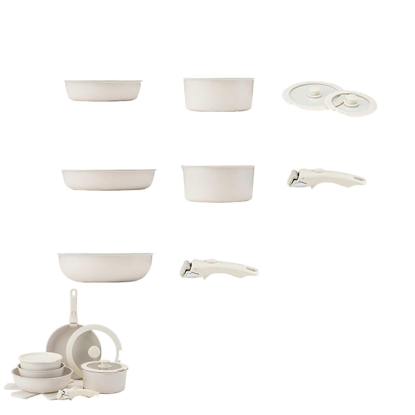 Removable Handle Non Stick Cookware Set 9pcs, Stackable Space Saving Pots and Pans for Camping