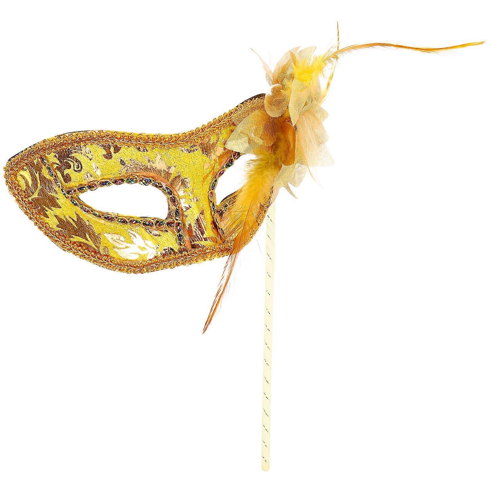 Masquerade Mask Handheld Half Mask for Decoration with Golden