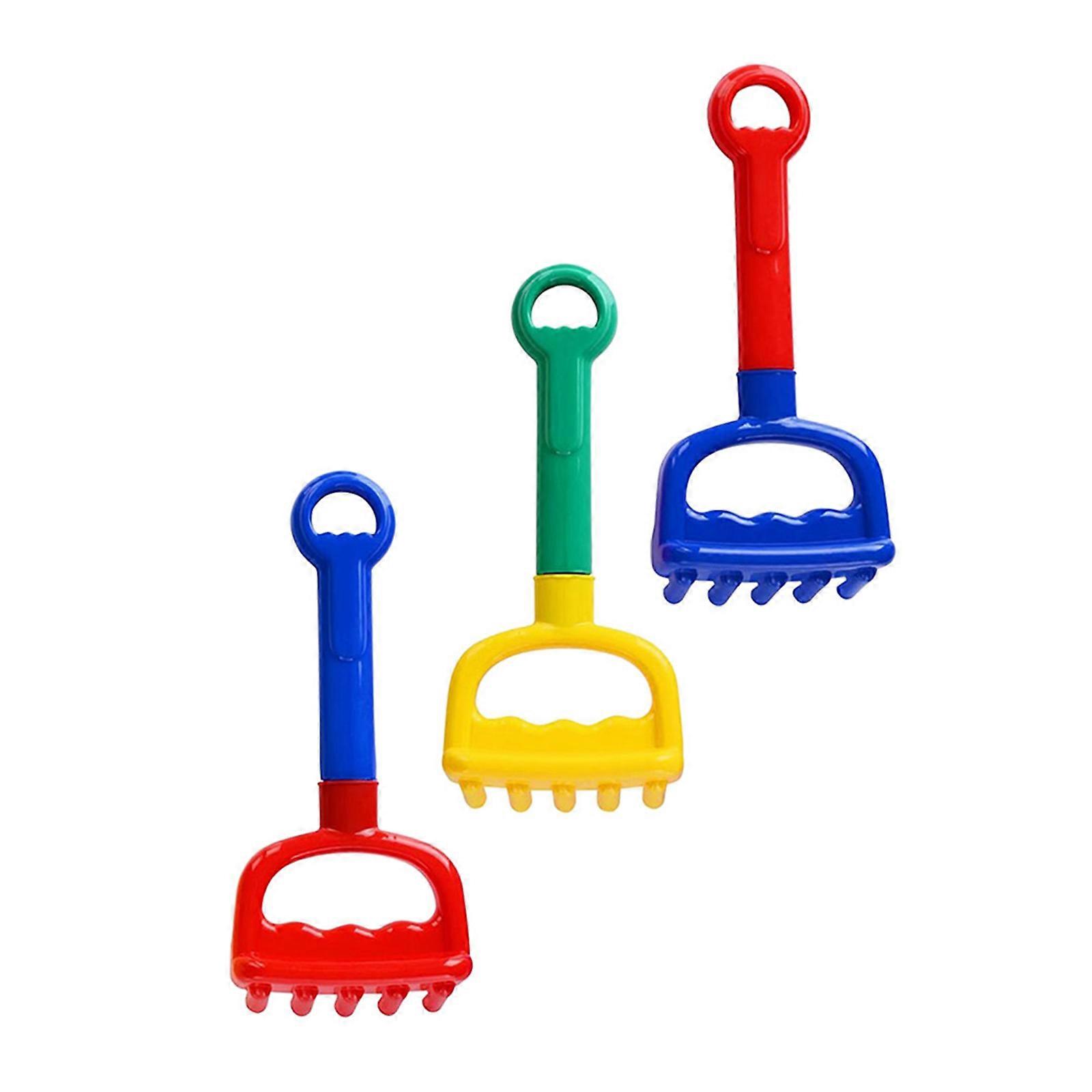 Assorted Color Sand Rake Toy for Kids Beach Playing 3Pcs Set