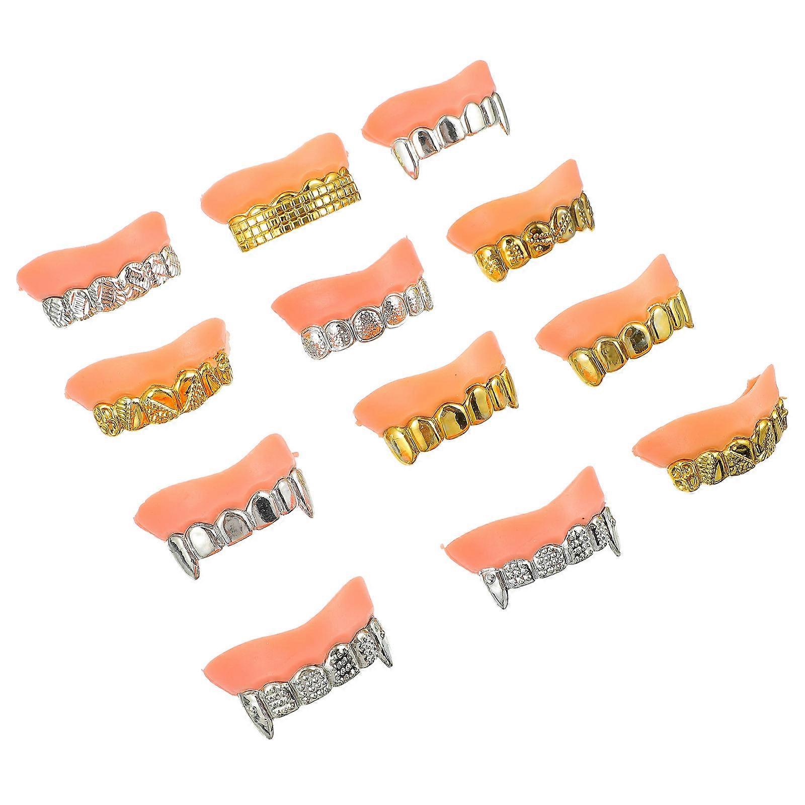 Simulation Zombie Dentures Halloween Costume Props for Party 12Pcs
