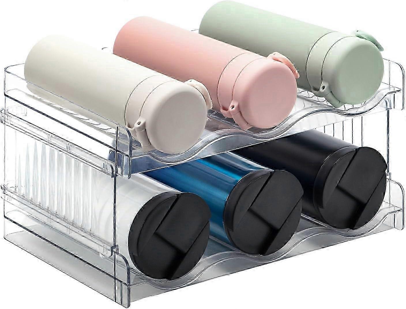 Stackable Bottle Rack - Refrigerator Storage Organizer for Kitchen, Cupboard & Fridge